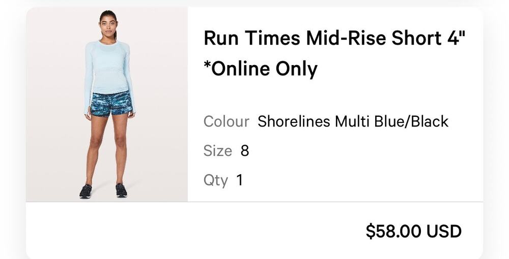 Lululemon Run Times Mid-Rise Short 4” Shorelines Multi Blue Black Size 8